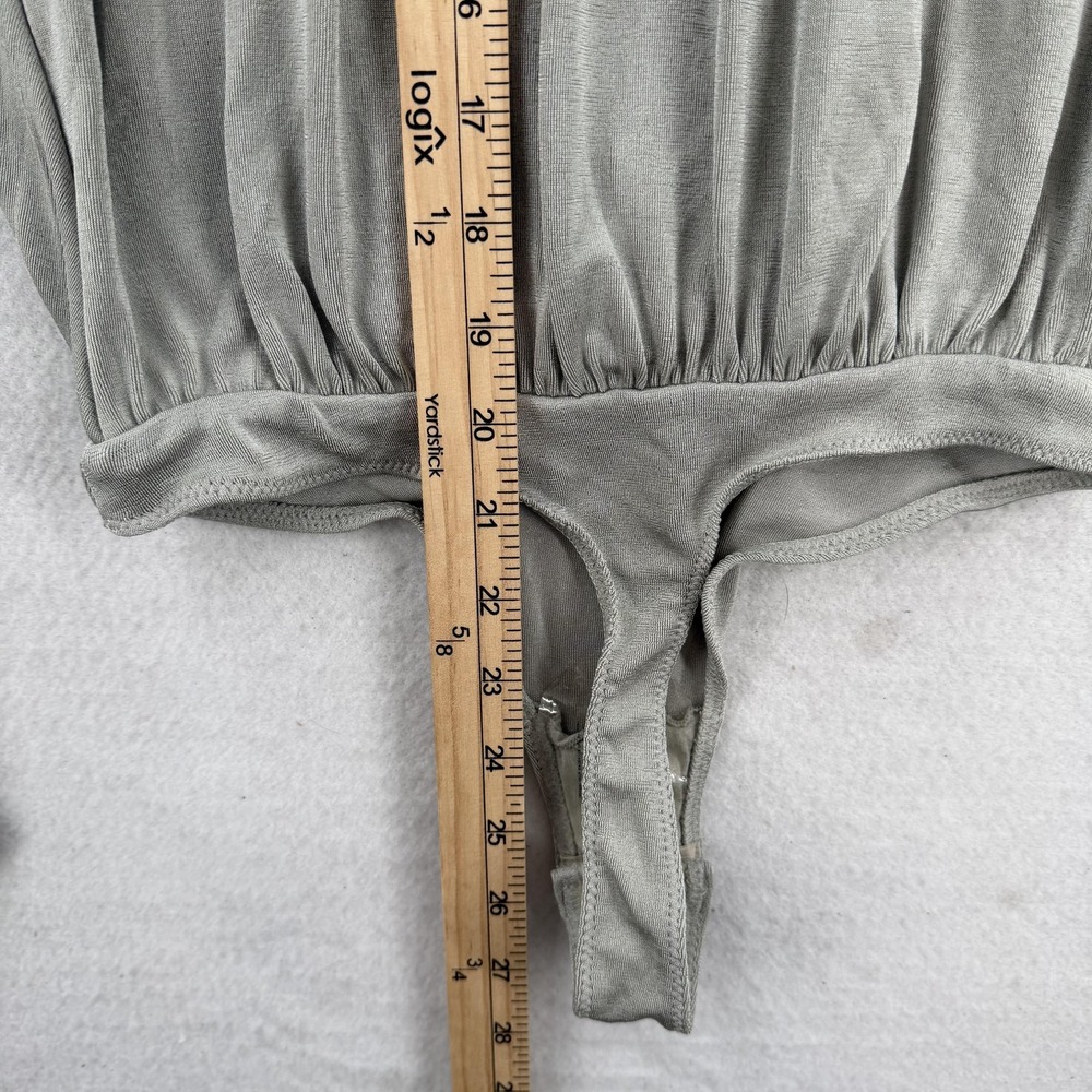 Free People‎ Bodysuit Womens XS Gray Long Sleeve Surplice Wrap Draped Intimately - Picture 5 of 8